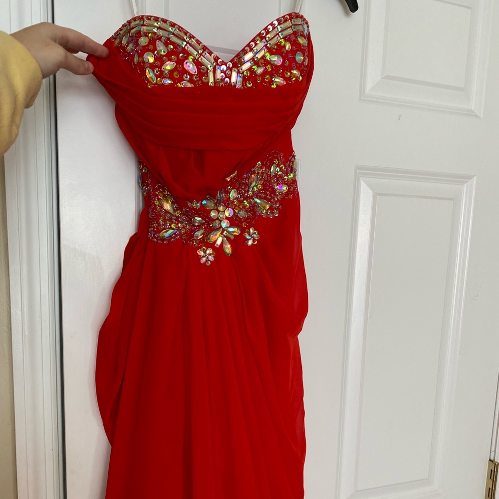 Red Chiffon Prom, Bridesmaids, Formal Gown